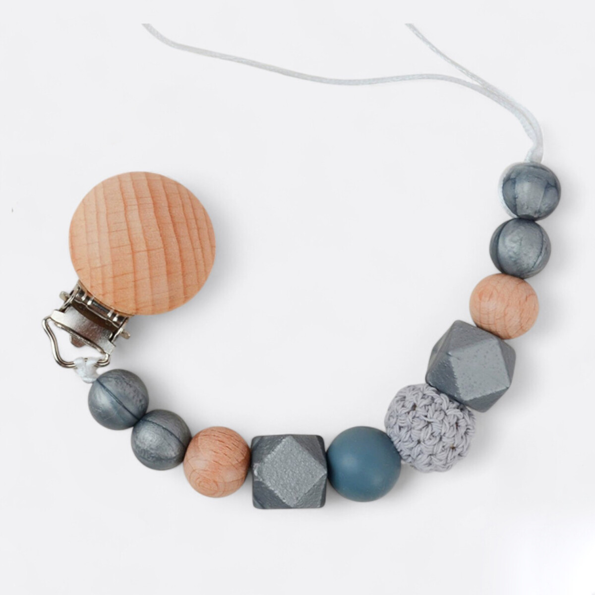 Cadena De Chupete Cuentas Con Diseño - Gris 