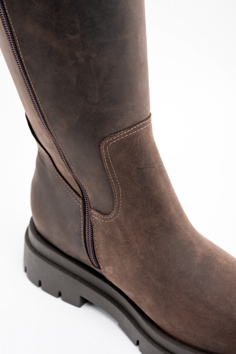 Bota Cuero Lavado Chocolate