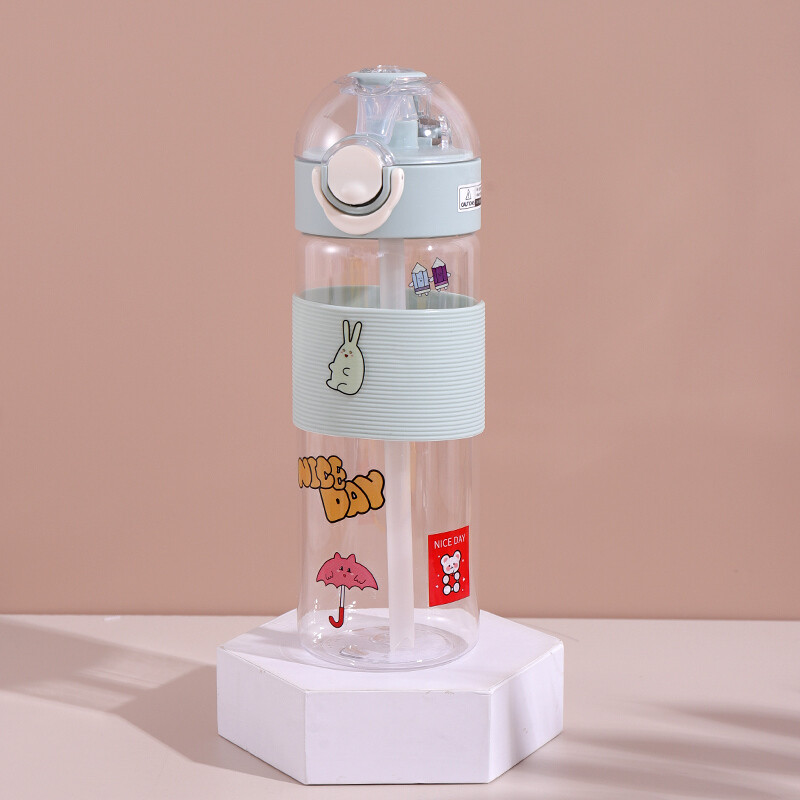 Botella Con Tapa Abatible Y Sorbito 650ml - Celeste Botella Con Tapa Abatible Y Sorbito 650ml - Celeste