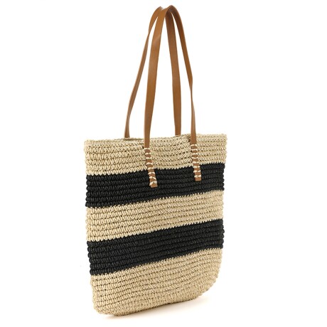 Bolso playero Canva Gold tejido Negro
