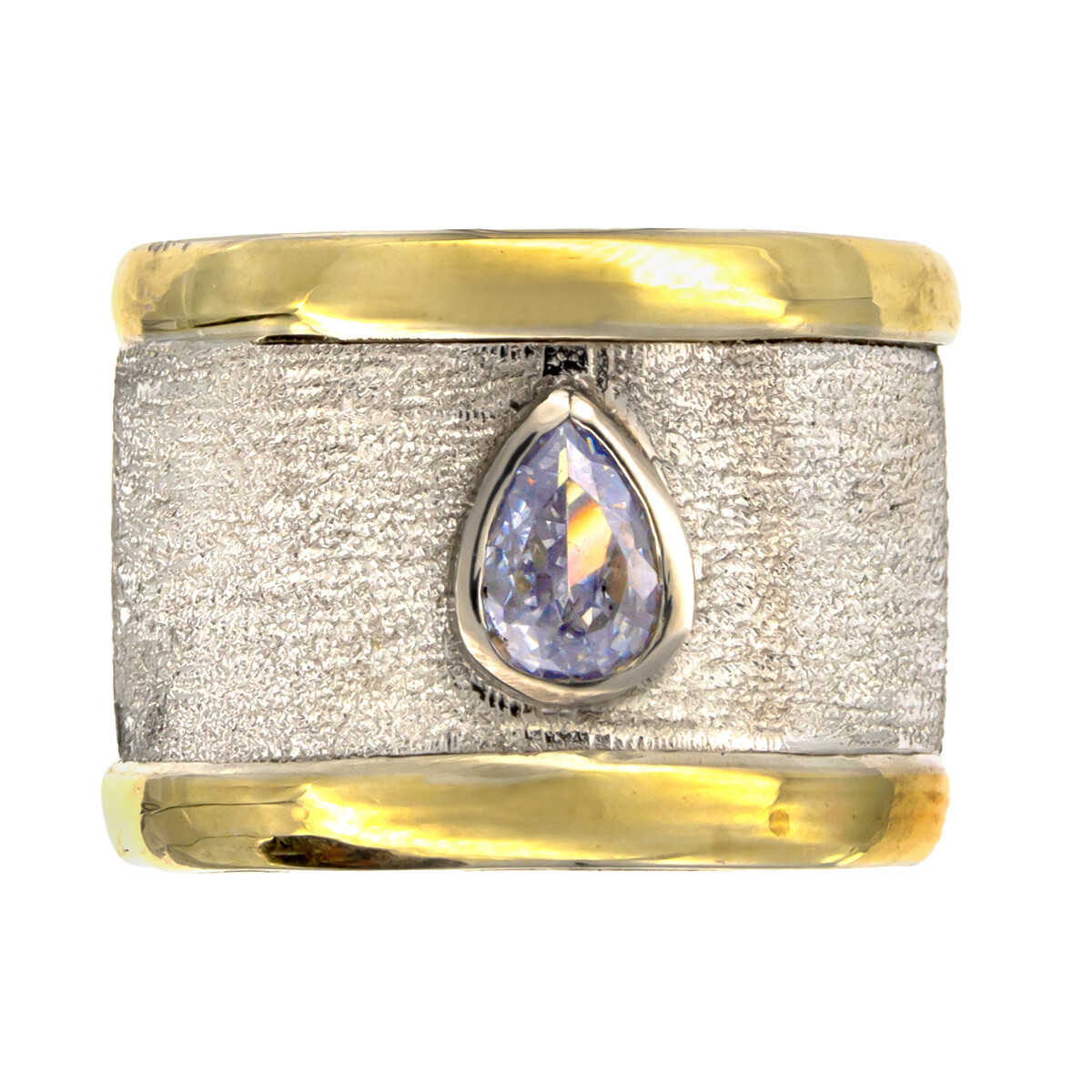 Anillo de plata 925 y double en oro 18 ktes con circonia. 