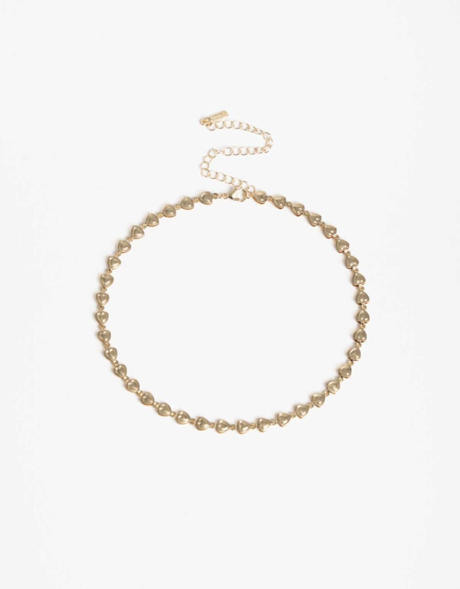 Collar Corto Metal Corazones - Dorado 