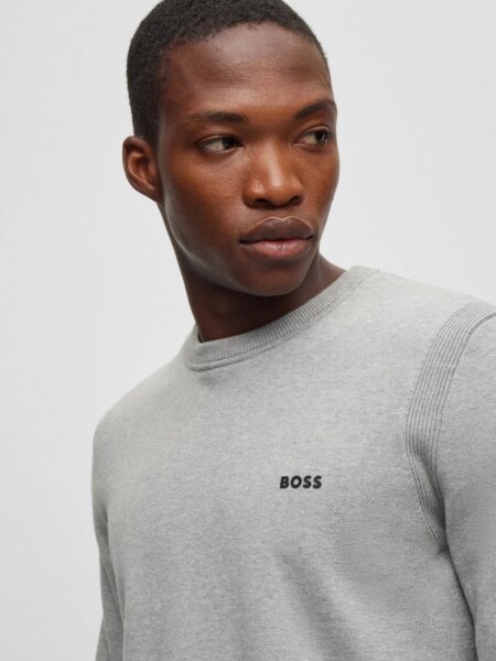 Hugo Boss -Buzo de punto con cuello a la base, regular fit , EVER-X Gris