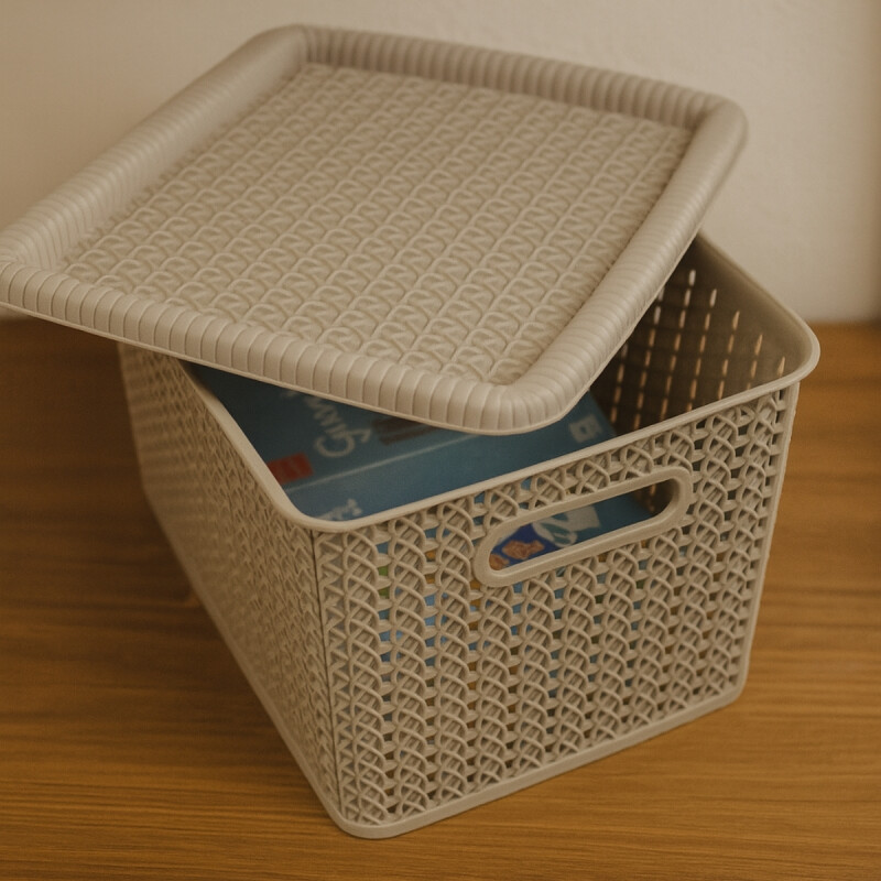 Caja organizadora simil ratá 5L Cappuccino