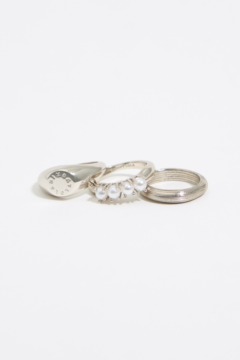 SET DE 3 ANILLOS PERLAS Plata