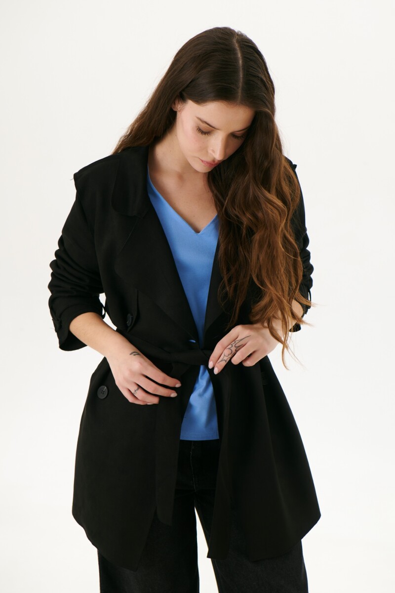 TRENCH SUEDE NEGRO