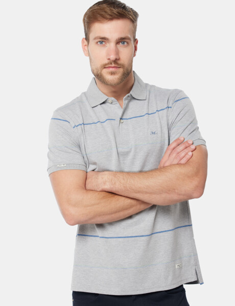 REMERA POLO RAYADA Gris