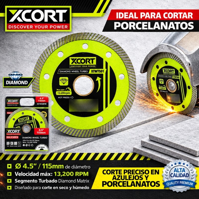 XCORT DISCO IND PRENSADO CALIENTE DIAMANTADO ULTRAFINO CONTINUO TURBO 115MM Xcort Disco Ind Prensado Caliente Diamantado Ultrafino Continuo Turbo 115mm
