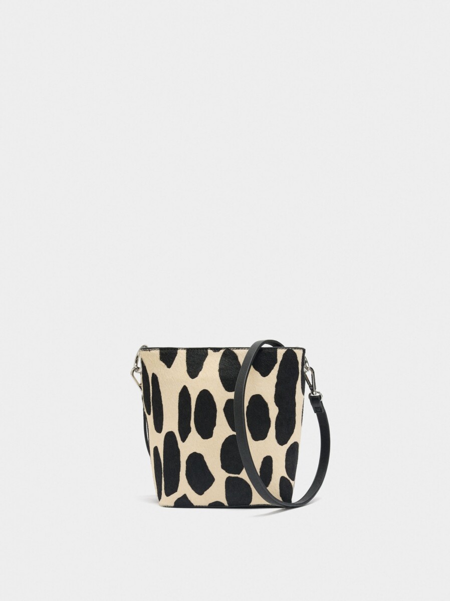 Bolso Bandolera De Piel Estampado Animal - crudo 