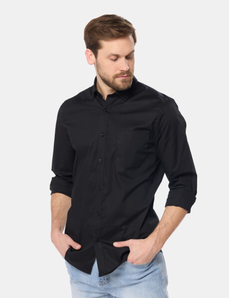 CAMISA LISA SPORT CON SPANDEX Negro