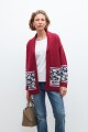 Ruana con guarda jacquard floral bordo