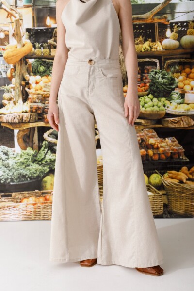 PANTALON WIDE XL LINEN LUREX Beige