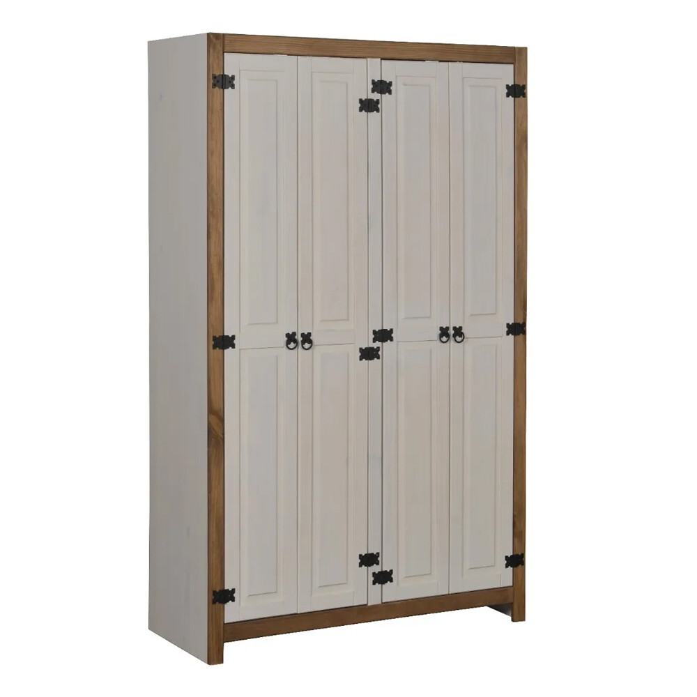 Placard Ropero Armario Madera Maciza Closet 4 Puertas Pino BLANCO