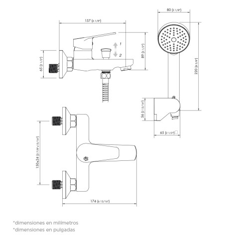 GRIFERIA DUCHA EXTERNA MONOCOMANDO BRILLO SERIE BLEST CROMO