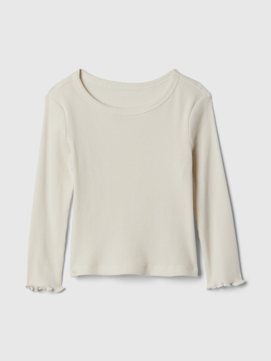 Remera Rib Manga Larga Toddler Niña - Ivory Frost 