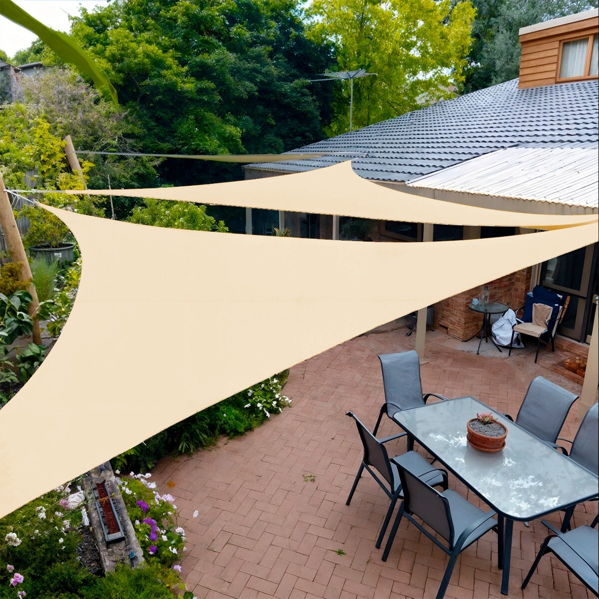 Set x2 Lona vela triangular poliester impermeable 3,6 mts - BEIGE 