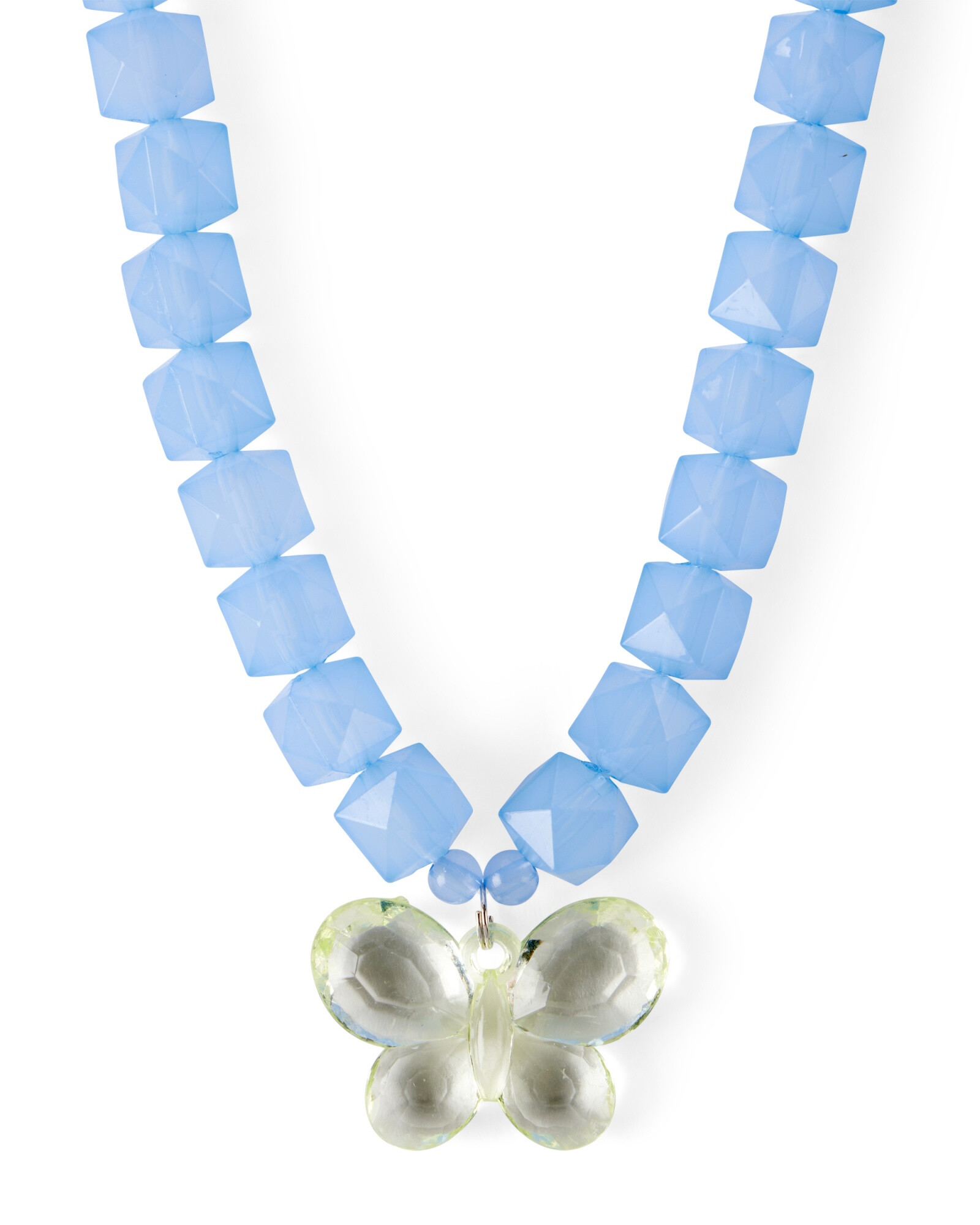 Collar de cuentas y dije mariposa Sin color