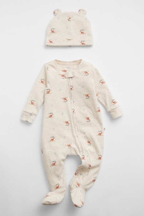 Set De Pijama Y Gorro Bebe Oatmeal Heather