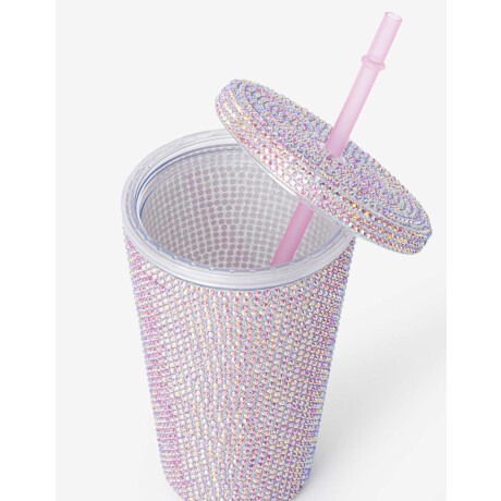 Vaso Con Glitter Rosa Metalizado