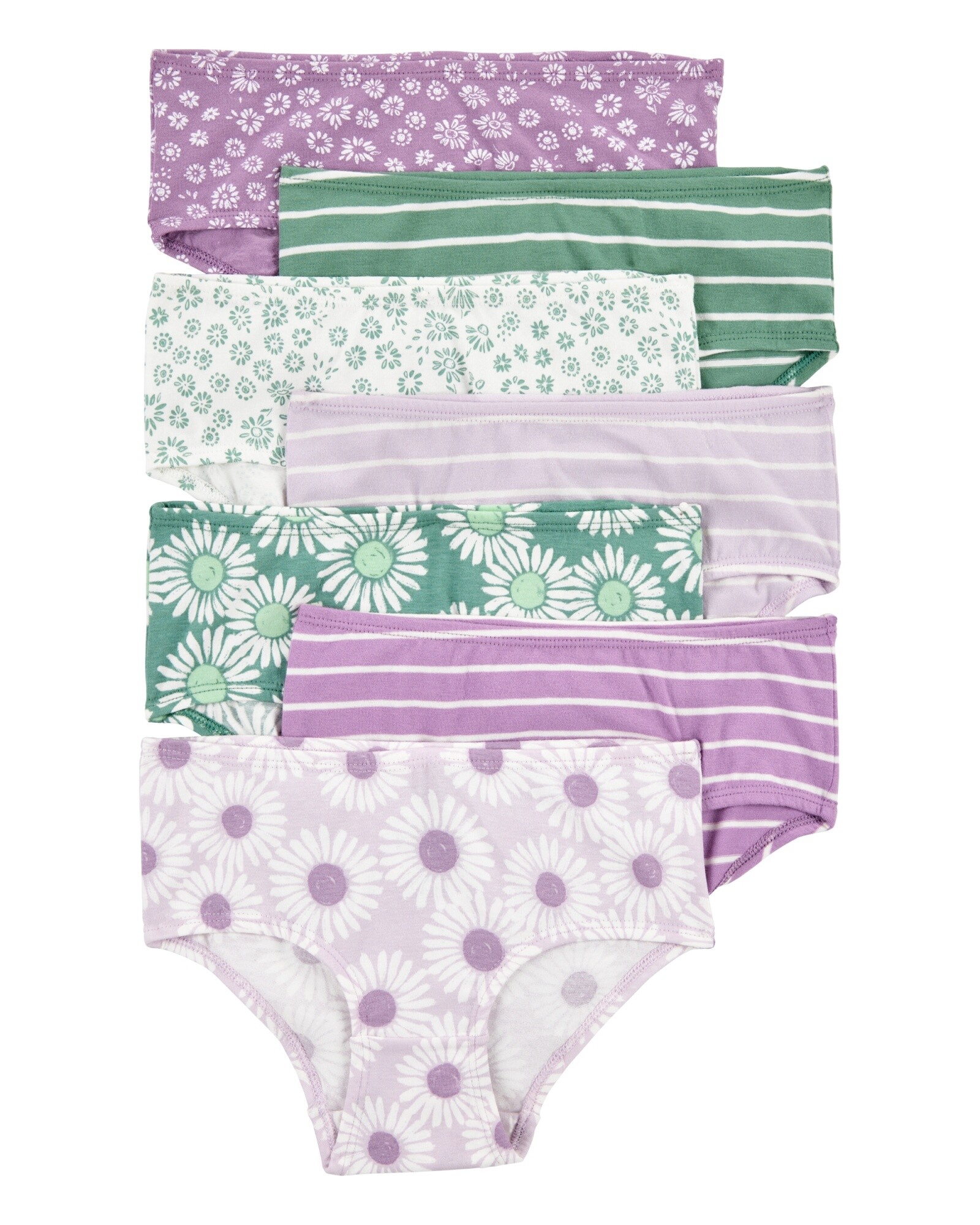 Pack siete bombachas de algodón, estampadas. Talles 2-5T Sin color