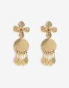 Aros Colgantes Largos Esmalte Aros Largos Floral - Dorado