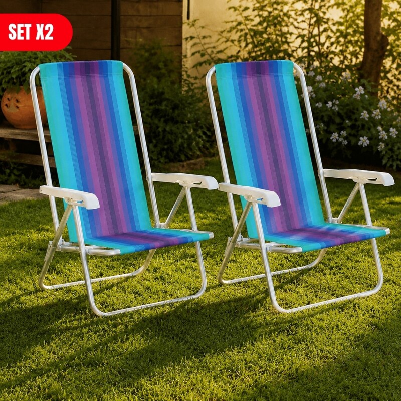 Set x2 Silla reclinable 4 posiciones aluminio VIOLETA