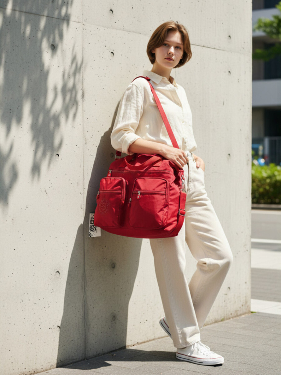 Bolso grande con bolsillos - Rojo 