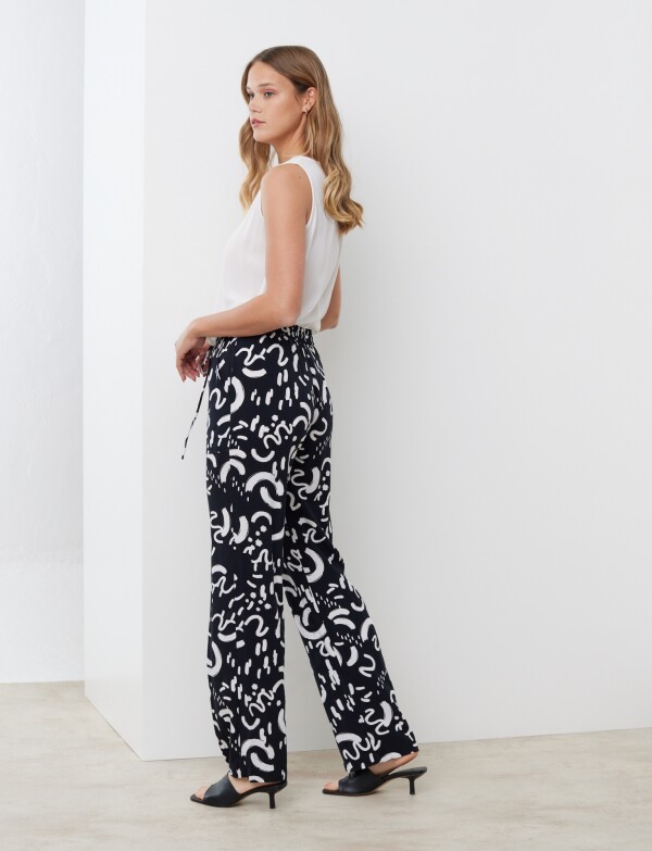 Pantalon Print NEGRO/BLANCO