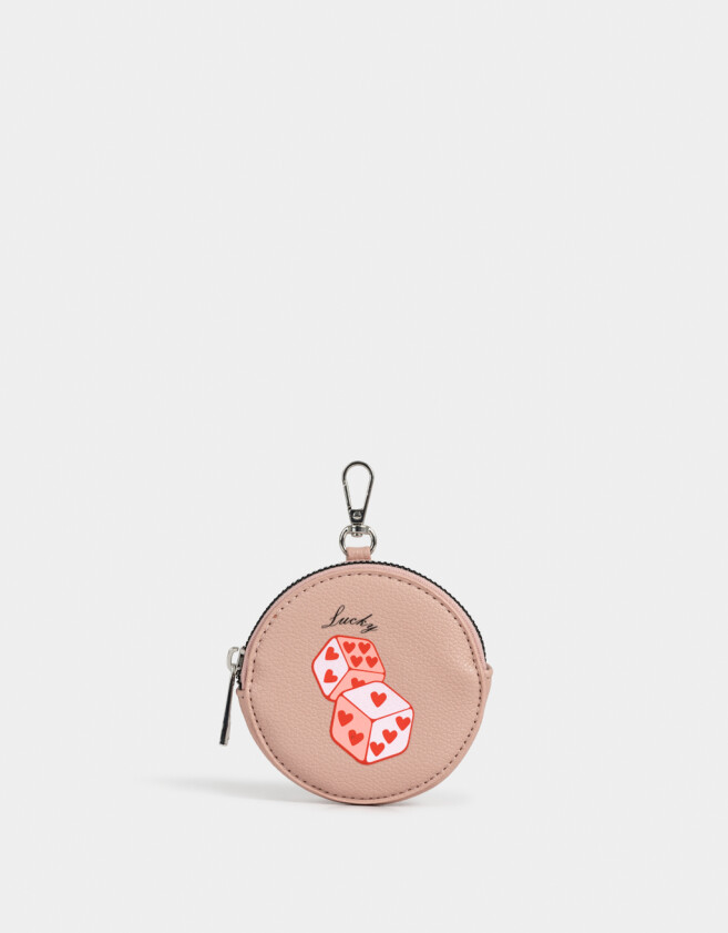 Monederos Monedero Cuerina Estampado - Rosa Viejo