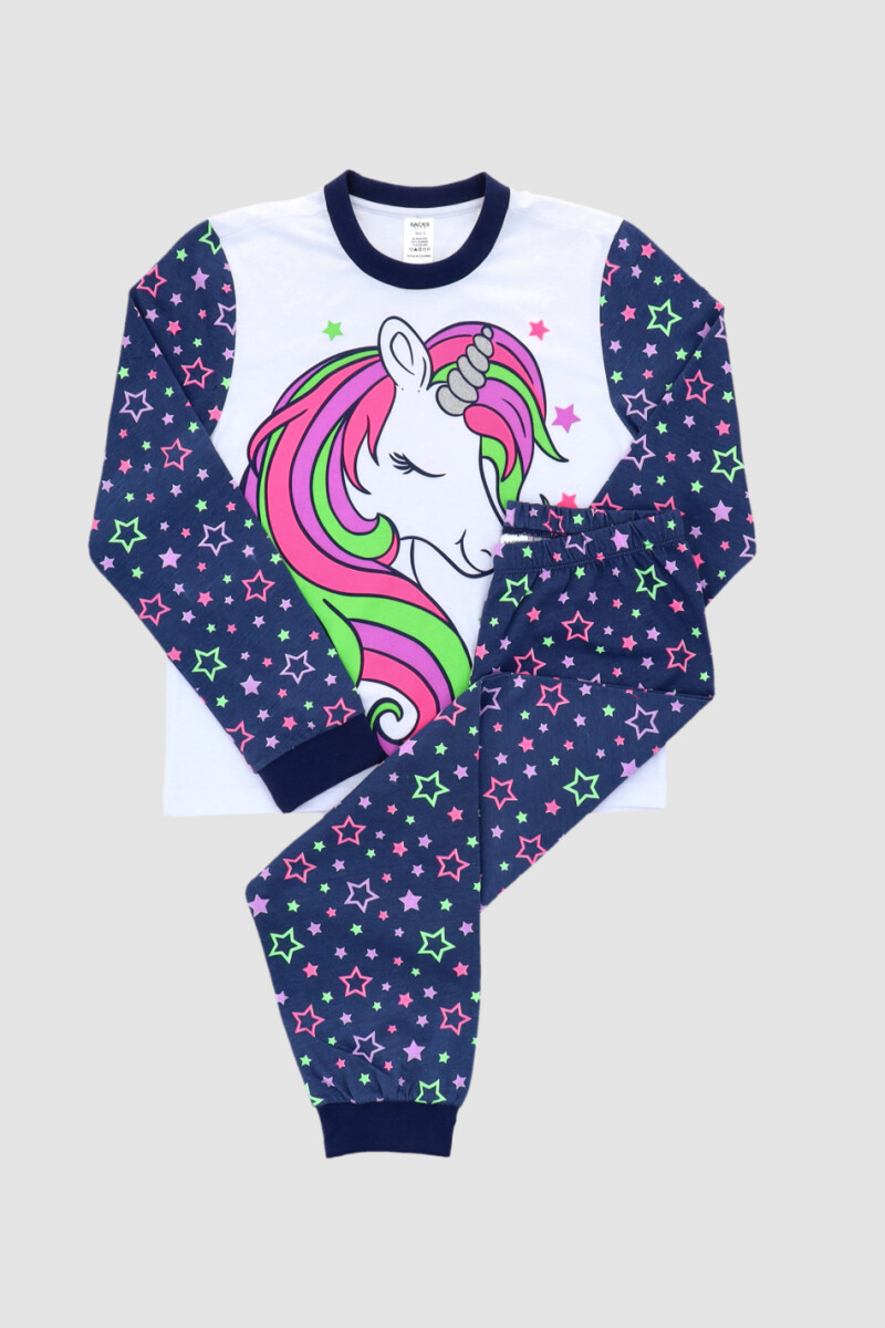 Pijama infantil unicornio - Azul noche 