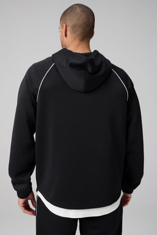 Polera The Gridtech Quarter Zip Hoodie Piped Hombre Black / Classic White