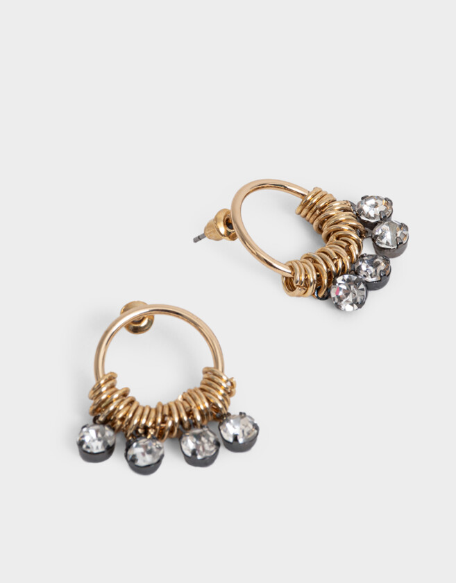 Aros Colgantes Cortos Con strass Aros Colgantes Cortos Con Strass - Dorado