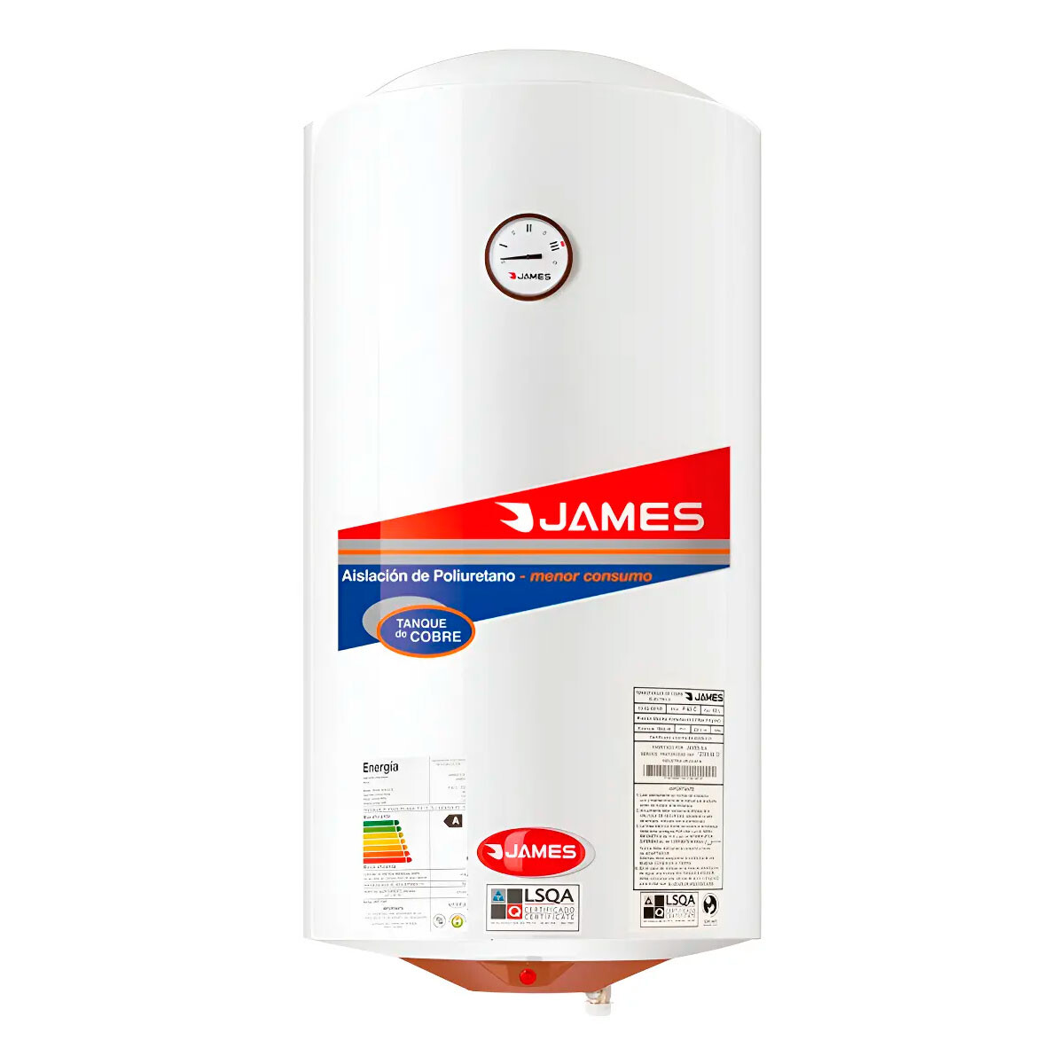 TERMOTANQUE JAMES 60 L COBRE cilíndrico 