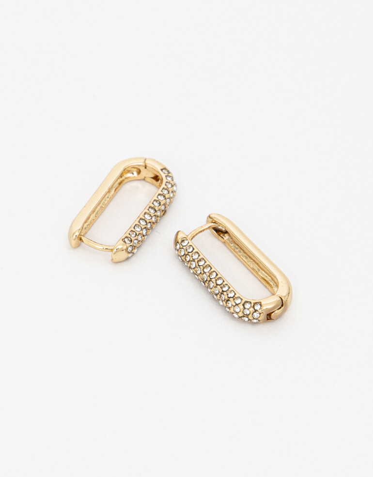 Aros Argollas Strass Aros Argollas Eslabón Strass - Dorado