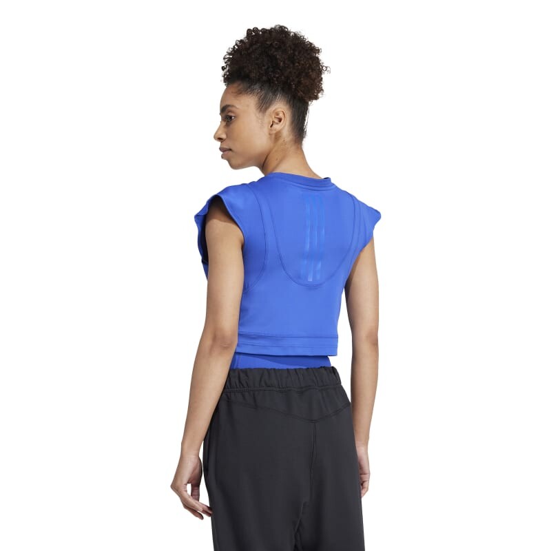 Remera Adidas Power Boxy 3 Rayas Azul