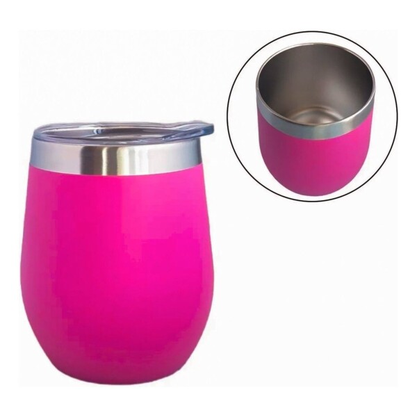 Mate Vaso Térmico 230ml Con Tapa Acero Inoxidable Calidad Color Variante Fucsia