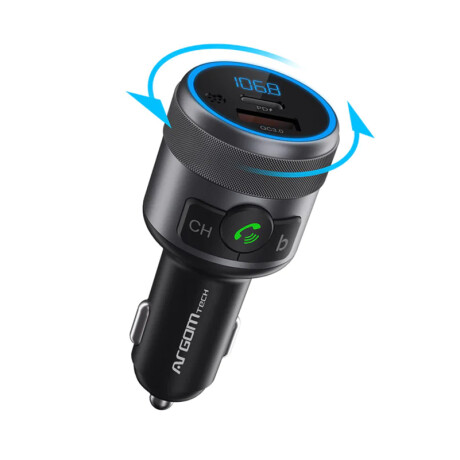 Cargador Para Auto Argom Manos Libres Bluetooth USB USB-C Cargador Para Auto Argom Manos Libres Bluetooth USB USB-C