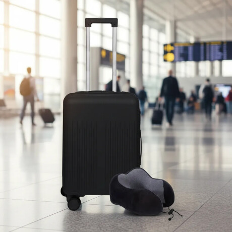 Set Valija CarryOn Rigida + Almohadón Cervical Memoria Negro Negro