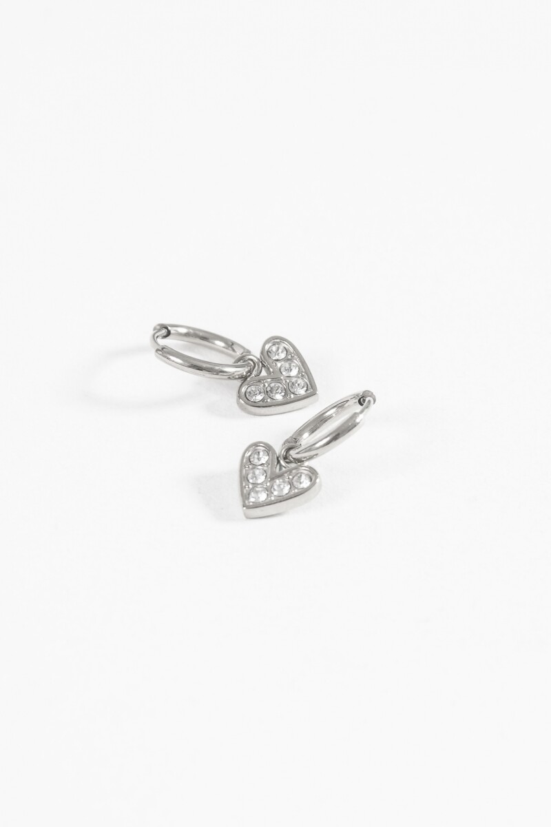 Aros acero con dije cora strass plateado