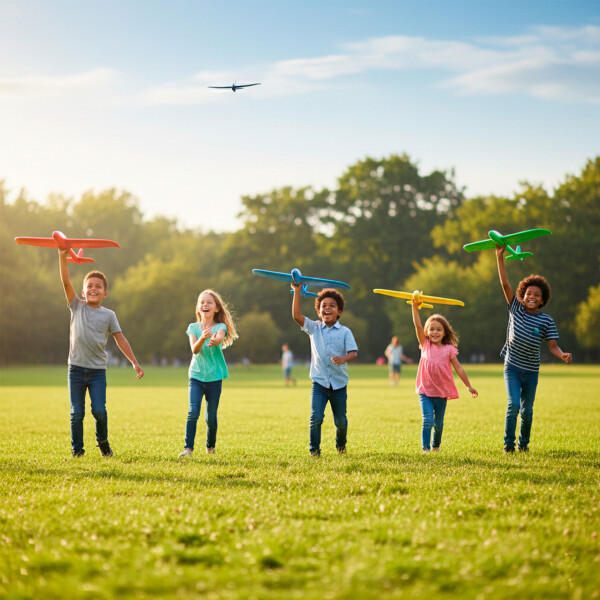 Avion Planeador Cometa Espuma Con Luces Led 48 Cm Lanzable Color Verde