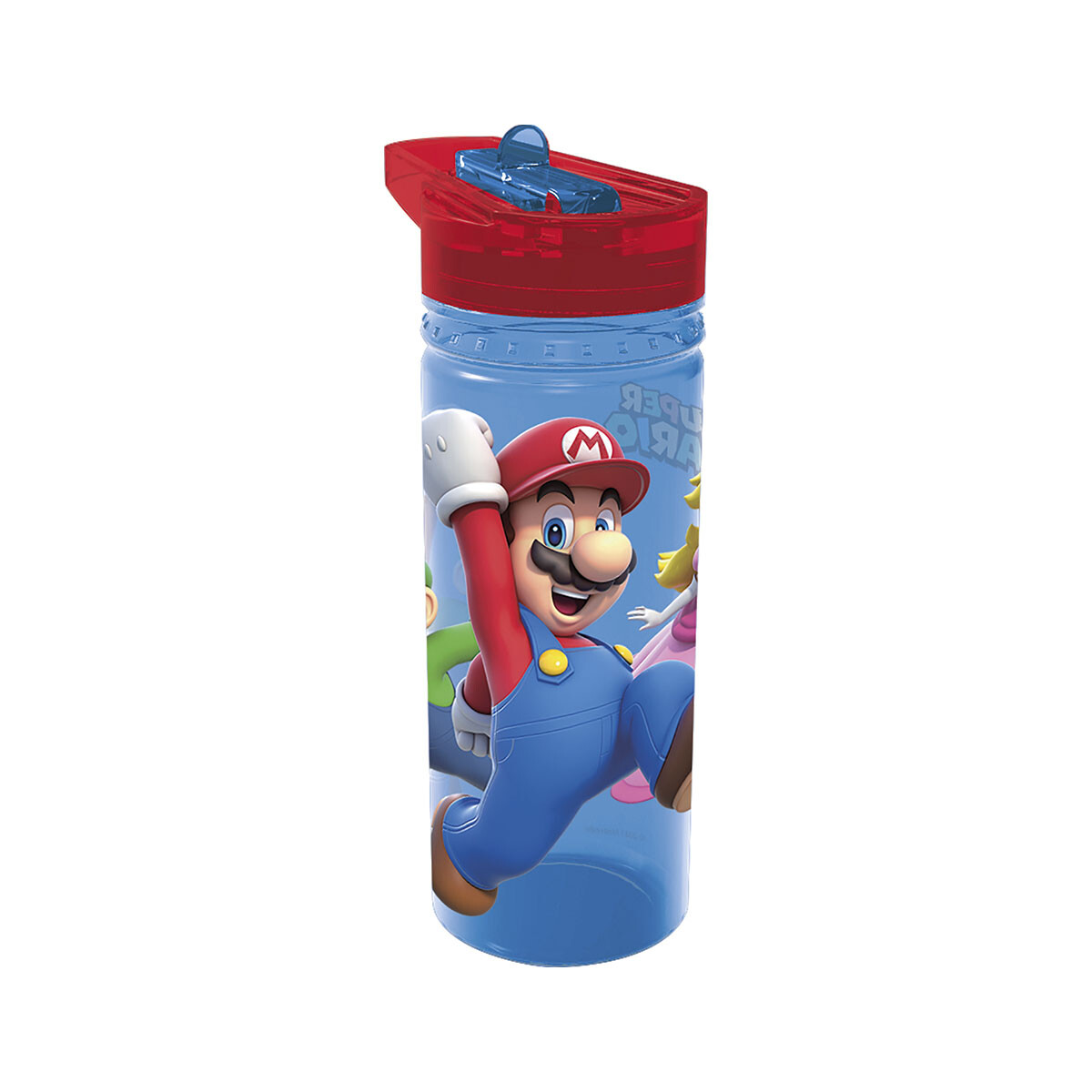 Botella Mario Bros Tritán 580 ml con Pajita 