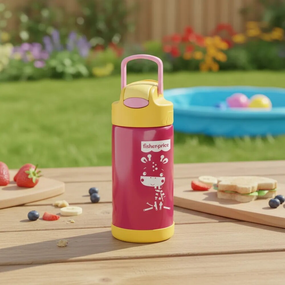 Botella termico acero inoxidable fisher price rosado