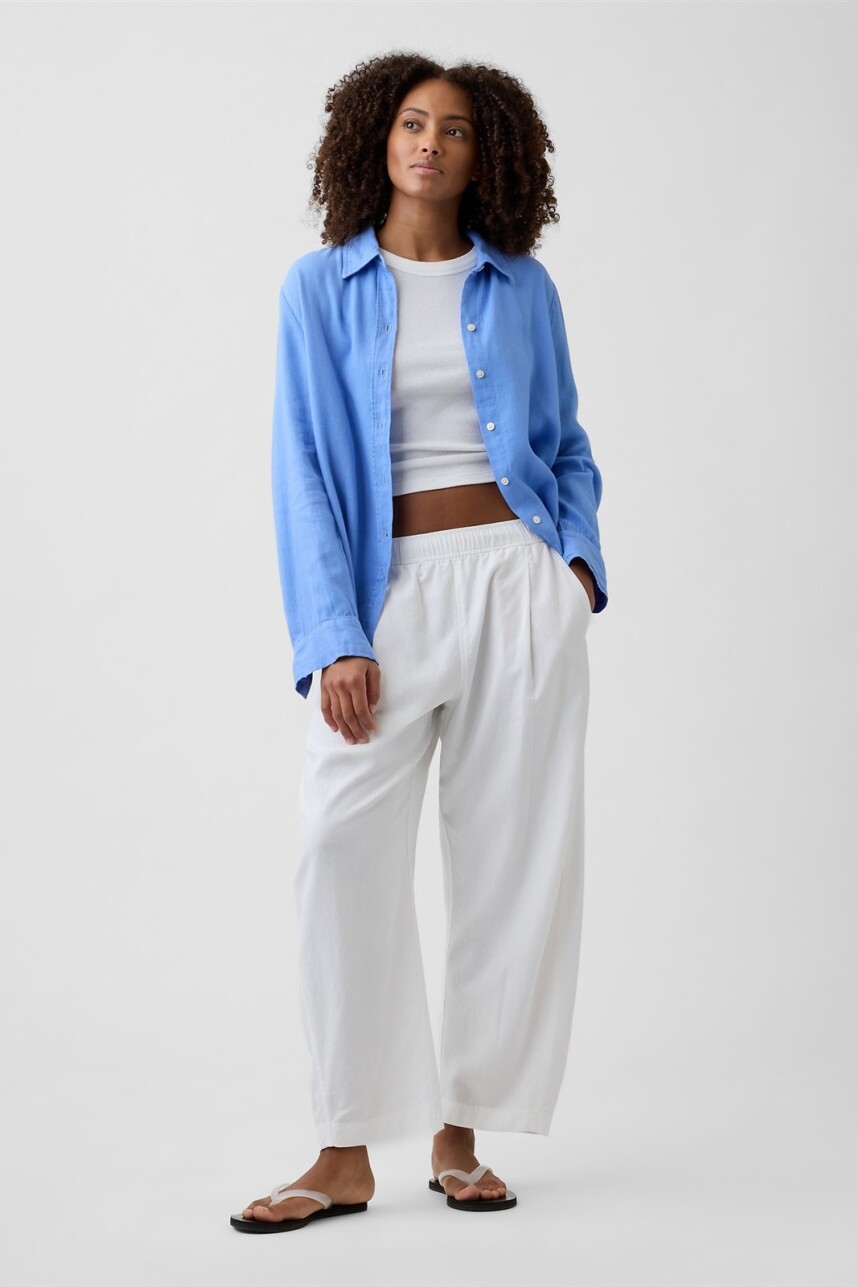 Camisa De Lino Mujer Shirting Blue