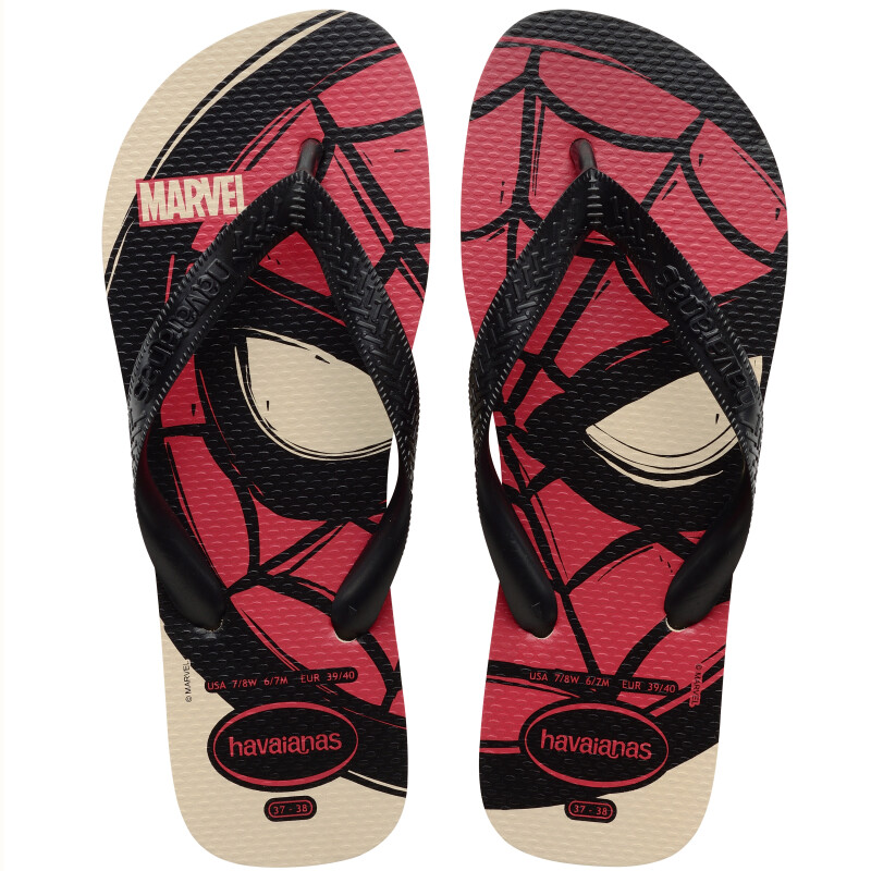 Sandalias Infantiles Havaianas Top Marvel Logomania Beige Paja
