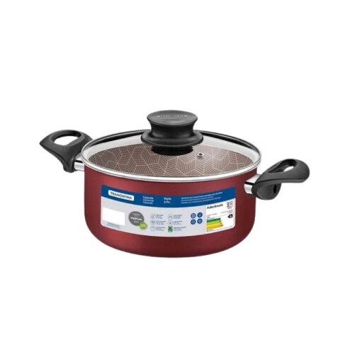 CACEROLA C/ASAS 26CM STARFLON PARIS TRAMONTINA TAPA VIDRIO Rojo