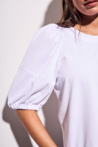 Remera Algodón Manga Globo Nácar