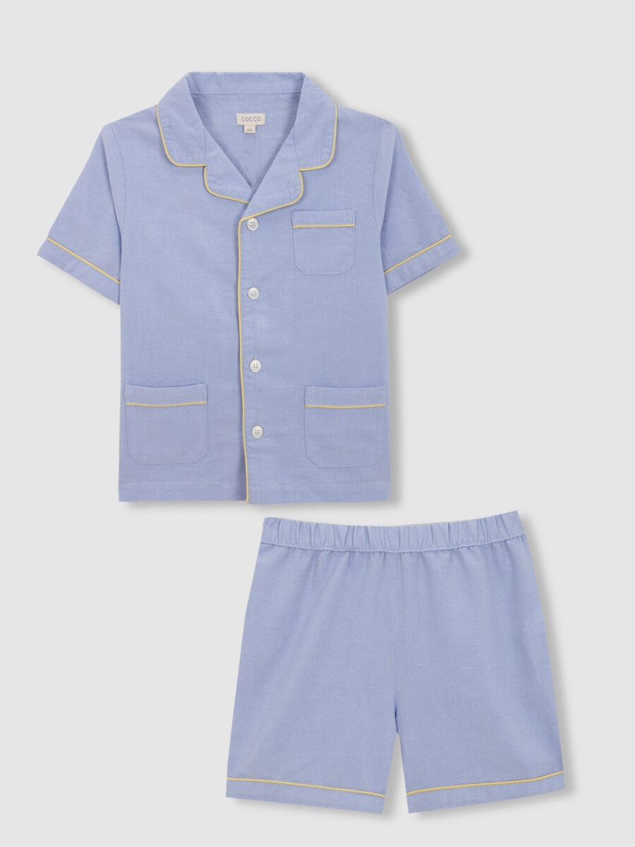 Pijama Azul Con Vivo Amarillos Azul Claro