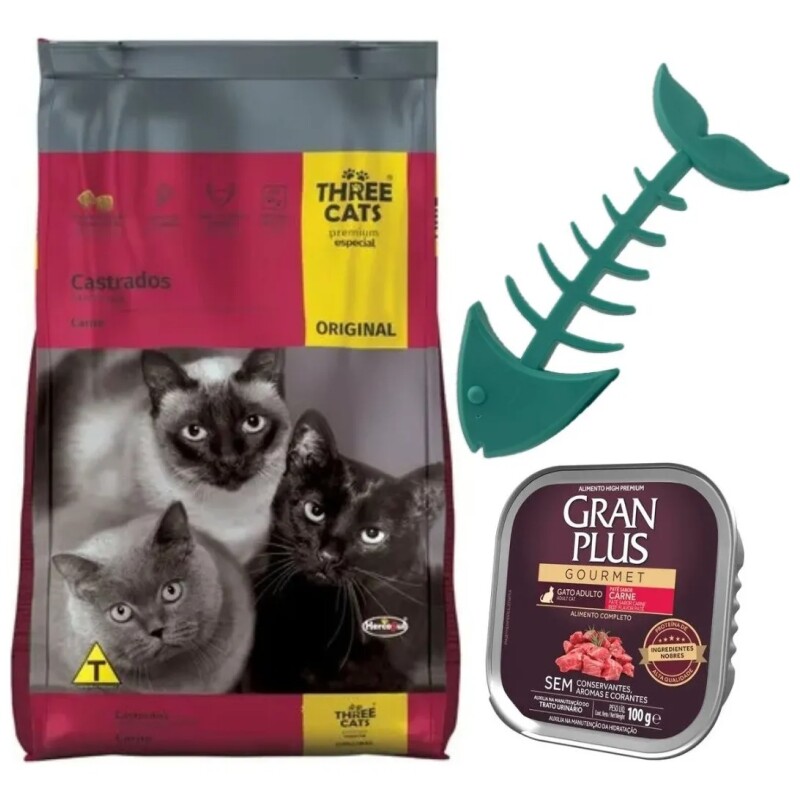 THREE CATS CASTRADOS 15 KILOS + REGALOS