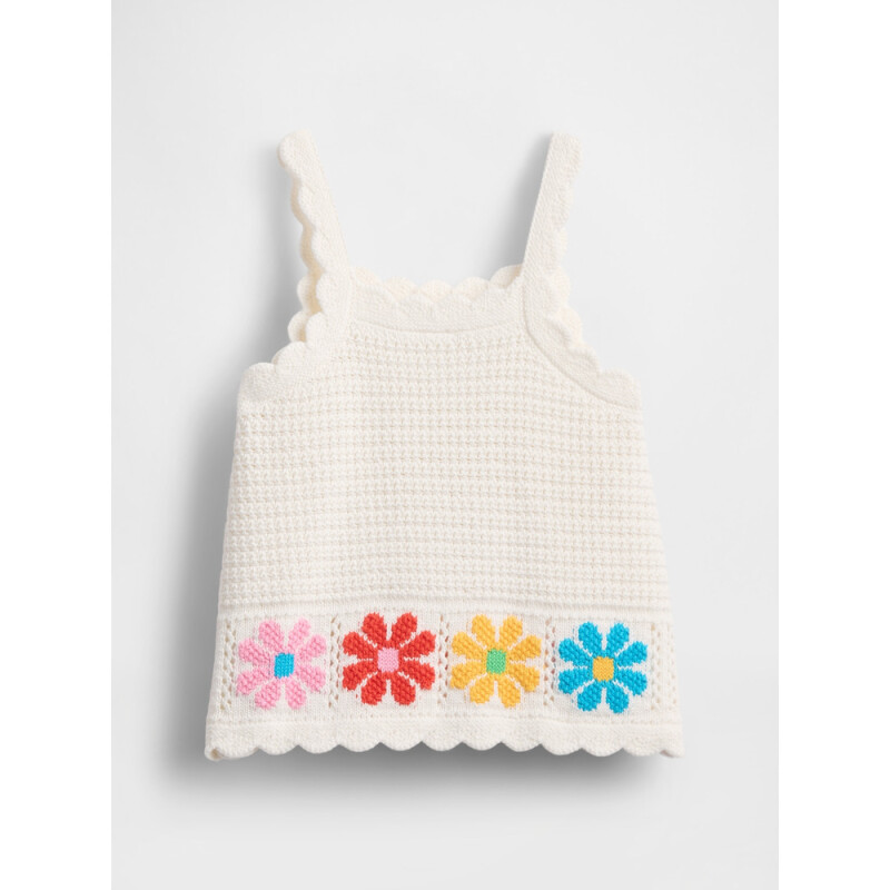 SL CROCHET FLORAL TANK IVORY FROST