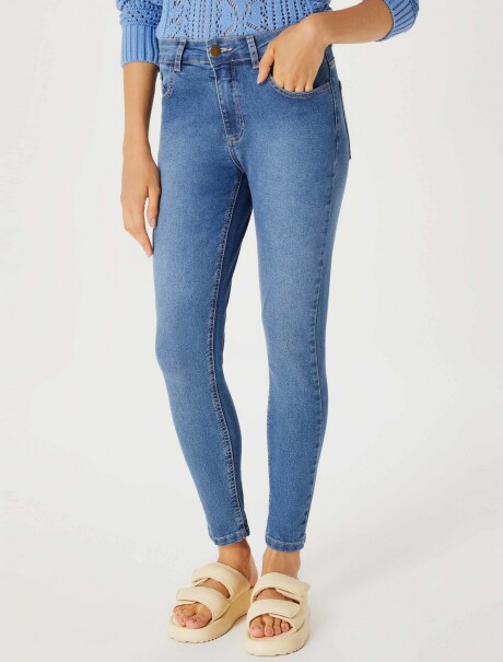 PANTALÓN DE JEAN CINTURA MEDIA SKINNY AZUL
